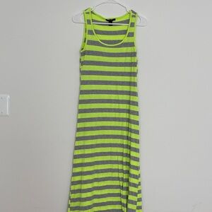Forever 21 Neon Green and Gray Striped Maxi Dress
